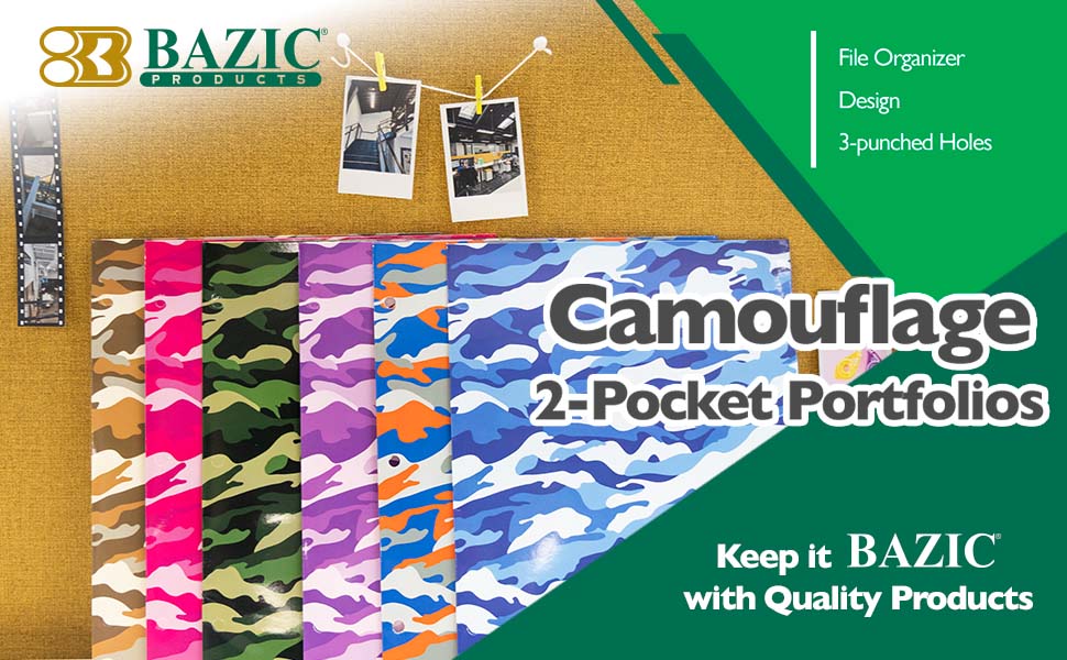 Camouflage Paper 2-Pocket Folder for School & Office Supplies - Bulk 48-Pack