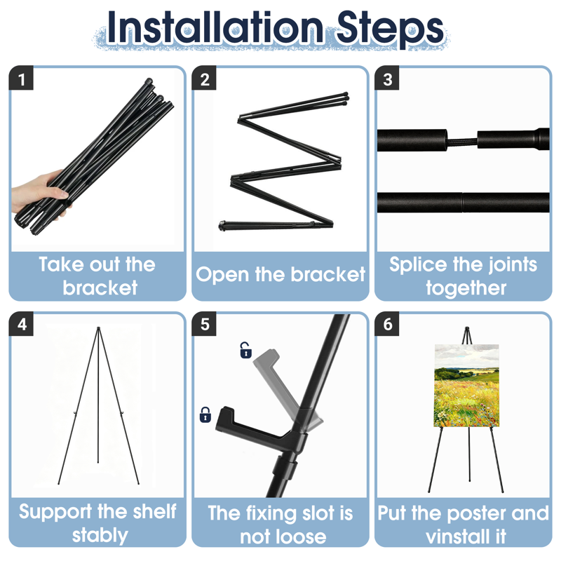 Portable Metal Easel Stand for Artwork & Sign Display, 63-Inch Tripod