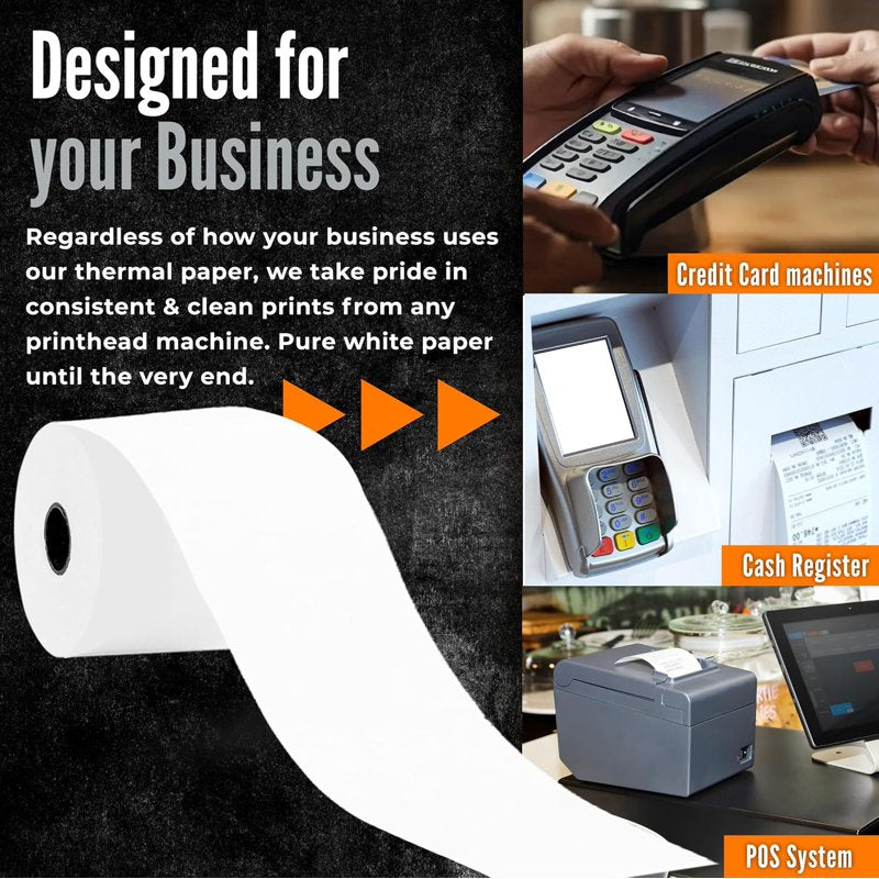 Thermal Paper Rolls for POS & Cash Registers - 50 Rolls, Multiple Sizes & Counts