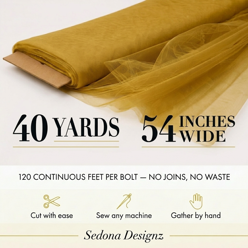 Premium Polyester Tulle Fabric Bolt 54 Inch Wide - 40 Yards for Wedding Decor Crafts