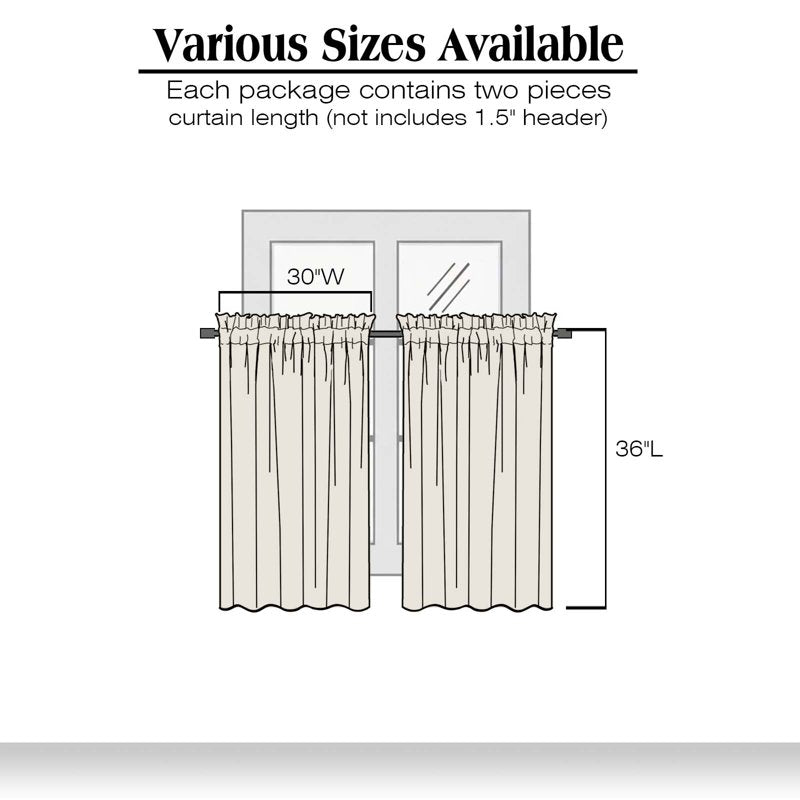 Room Darkening Kitchen Curtains 2 Pcs - Insulated Solid Window Drapes