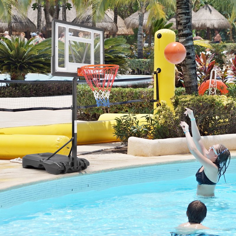 Portable Pool Basketball Hoop with Adjustable Height for Indoor & Outdoor Play