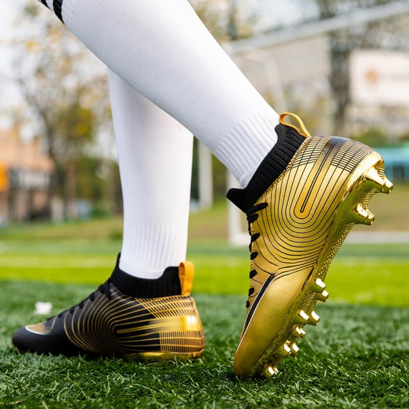 Men's Soccer Cleats High-Top Ankle Support, Gold Sole Football Boots