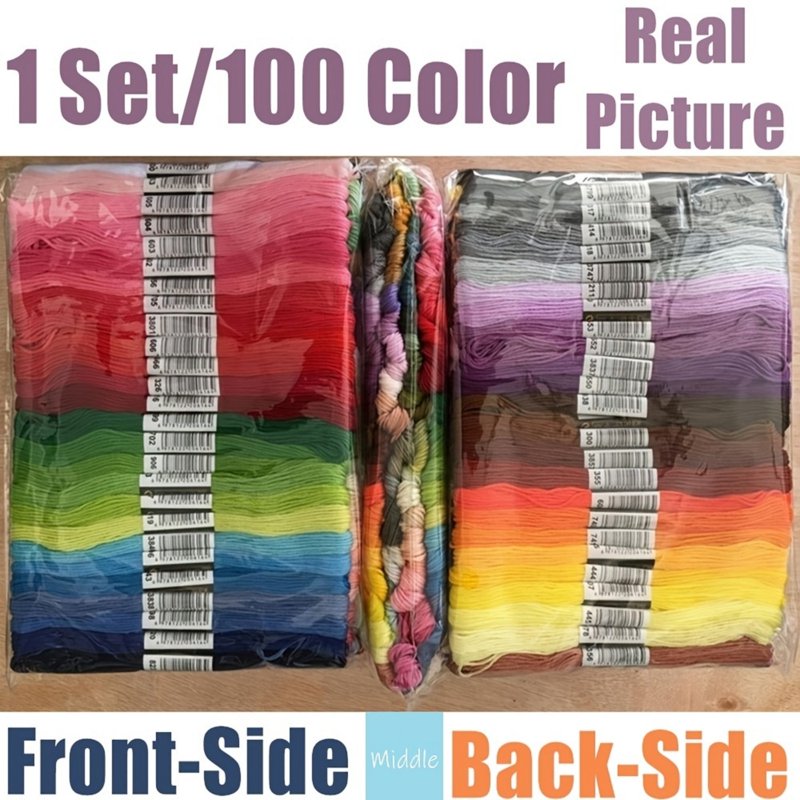 100 Colors Embroidery Thread Kit - 8M Cross Stitch & Sewing Floss