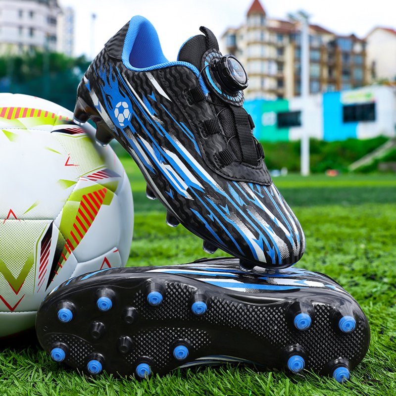ChiVerve Unisex Kids Baseball Cleats - Softball Football Soccer Shoes, Easy-On Sneakers, Blue AG