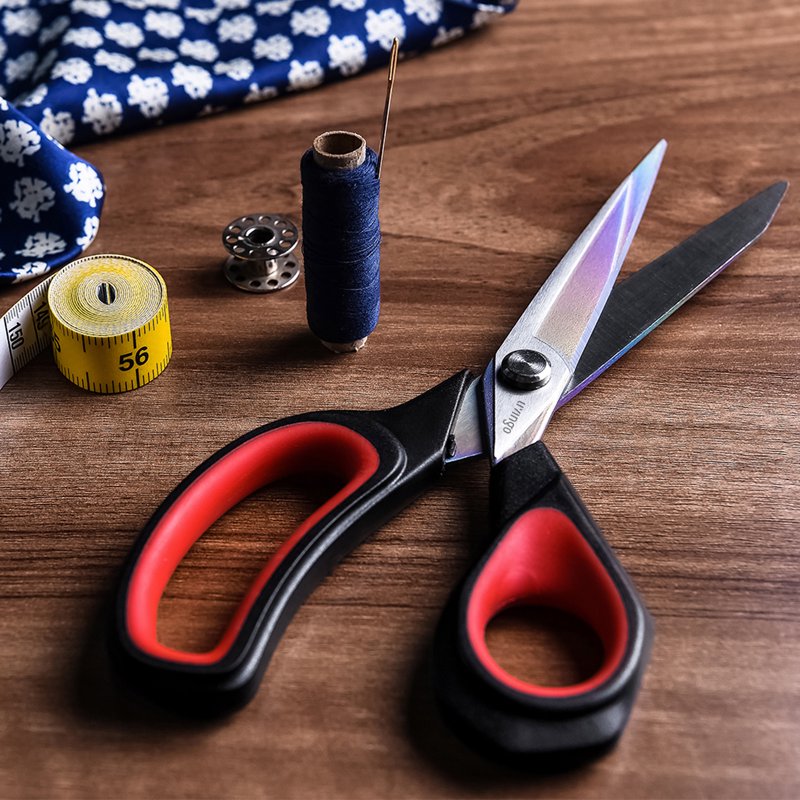 LIVINGO Heavy Duty Fabric Scissors Titanium 8.5" - Red & Black, Variation: 8.5"