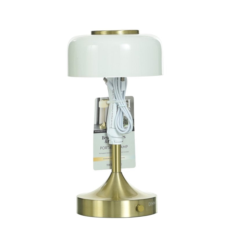 Rechargeable Milk Glass Table Lamp with Touch Controls - Compact Bedside Light