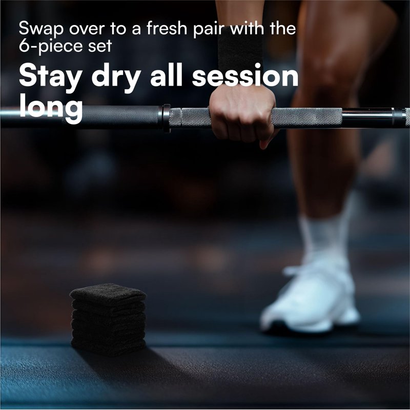 Absorbent Wrist Sweatbands for Sports & Fitness - 6 Pack Moisture-Wicking Gym Bands