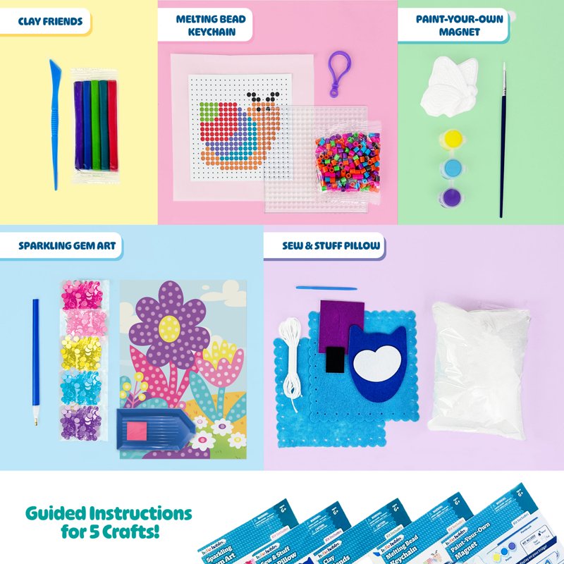 Kids Arts and Crafts Kit with 5 Projects - Creative DIY Set for Kids