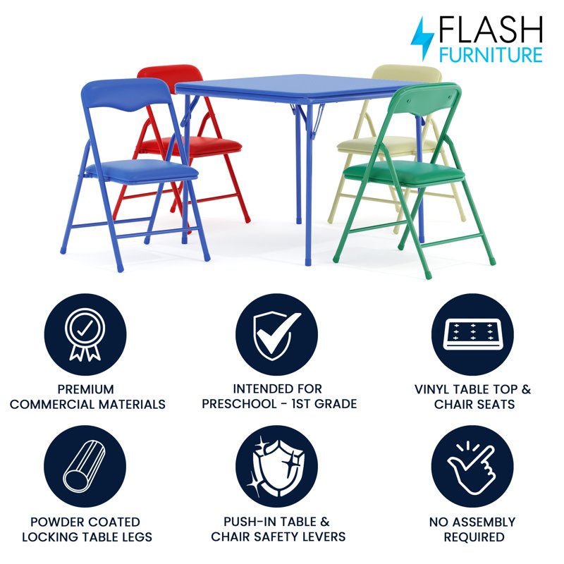 Kids Folding Table and Chairs Set - Multicolor Classroom Furniture for Preschool