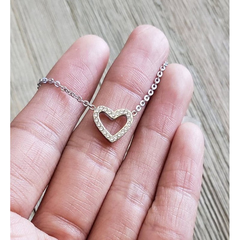 Personalized Lover Necklace Gift for Her - Crystal Heart Pendant, Silver & Gold Options