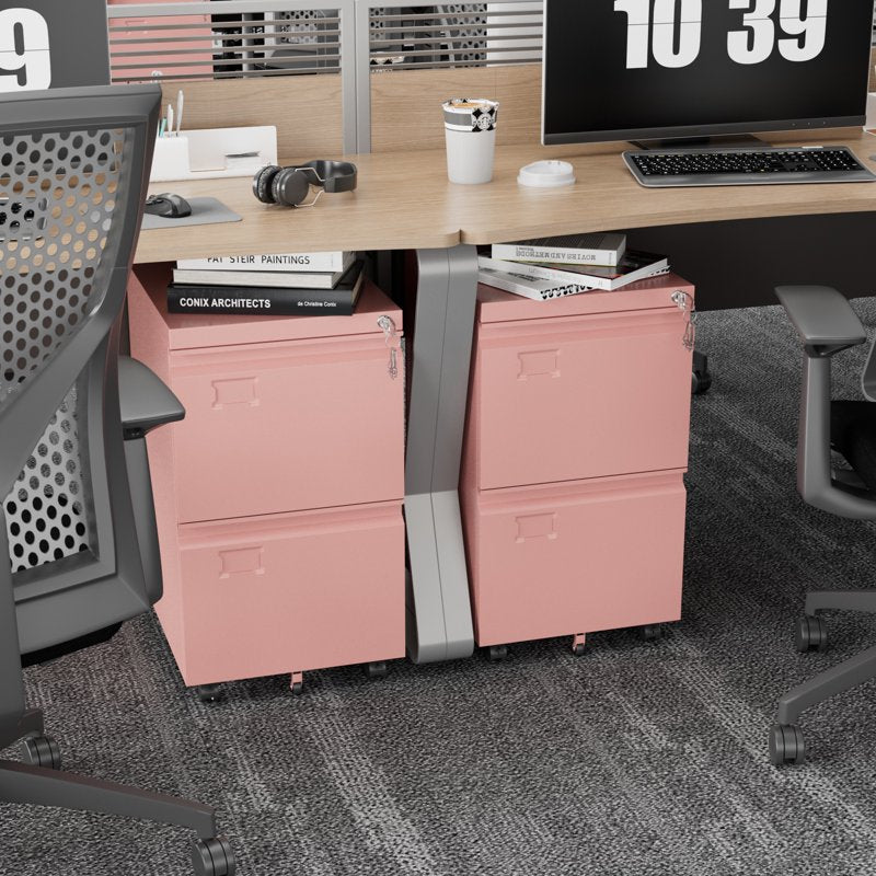 Metal Mobile File Cabinet with Wheels - Lockable Under-Desk Storage Drawer