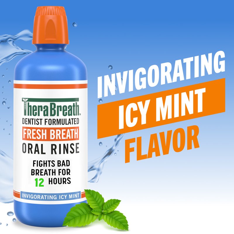 TheraBreath Fresh Breath Mouthwash Icy Mint 2 Pack - Alcohol-Free, Dentist-Formulated