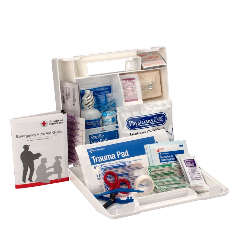 25-Person OSHA Compliant First Aid Kit with 107 Pieces, Water-Resistant Plastic Case