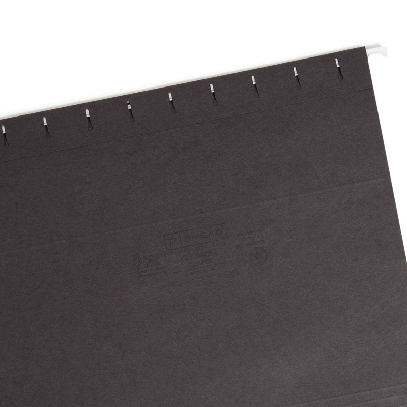 Office Filing Folders with Tabs - 25 Black Letter Size Hanging File Organizers