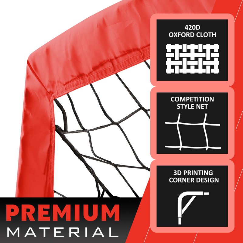 RUNBOW 9x5 Ft Portable Soccer Goal for Backyard - Red, 2 Pack with Carry Bag