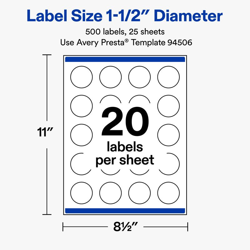 Matte White Round Labels - Printable Self-Adhesive Sticker Sheets 1.5" Diameter