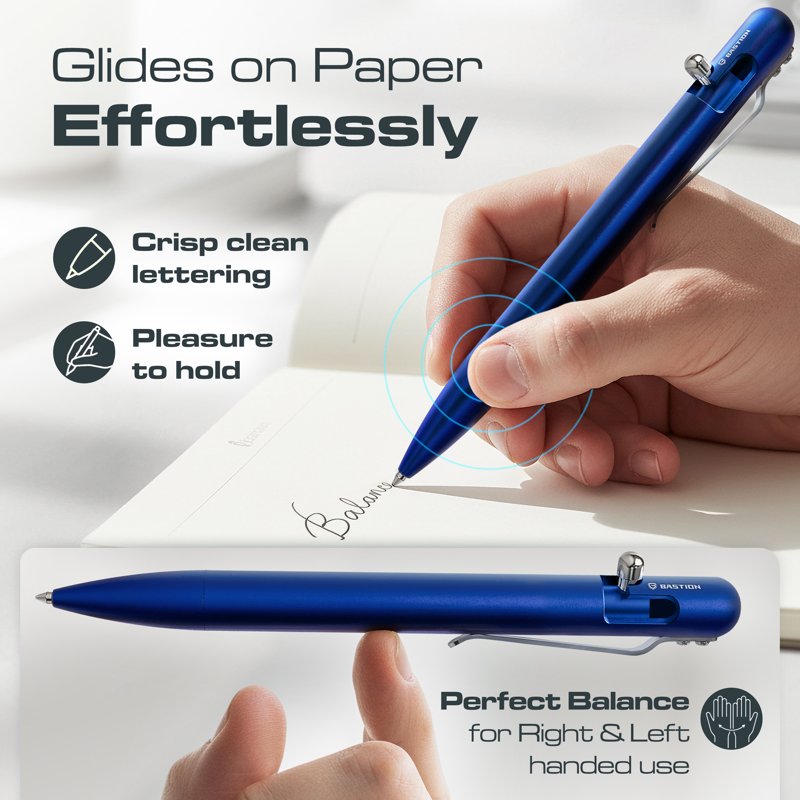 Refillable Aluminum Bolt Action Ballpoint Pen - Multiple Colors