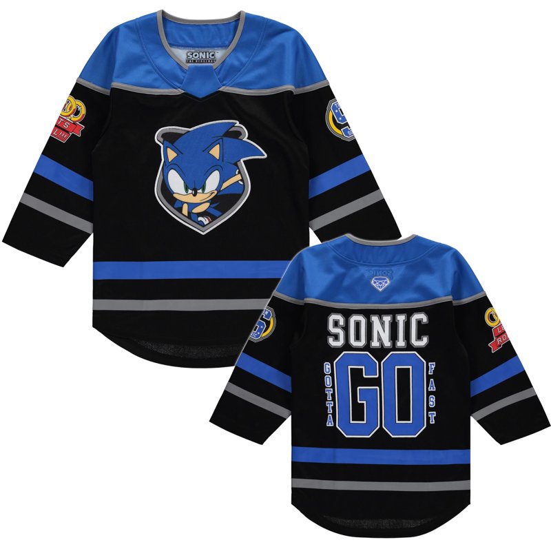 SEGA Sonic the Hedgehog Boys Long Sleeve Hockey Jersey - Black/Royal (4-5) Variation