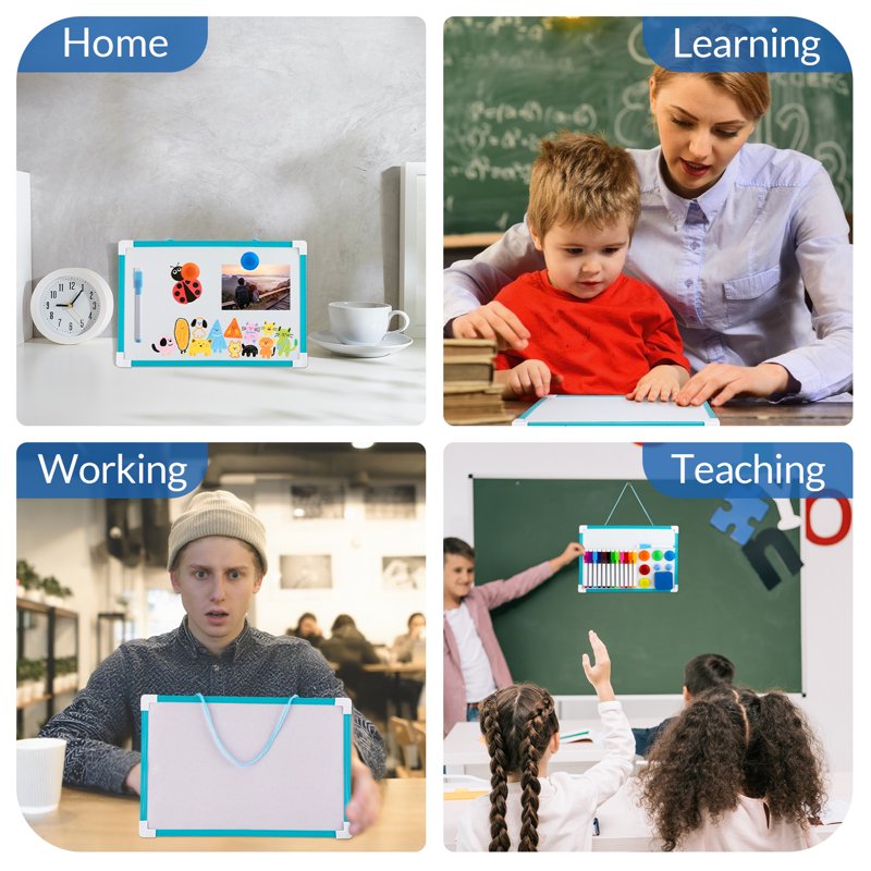 Small Double-Sided Magnetic Dry-Erase Whiteboard Set with Markers and Magnets