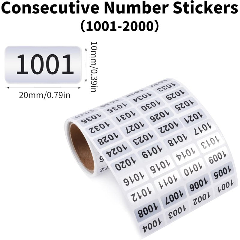 Waterproof Self-Adhesive Inventory Labels - Black Printing on Silver Sticker, 0.79 x 0.38 Inch, Bulk Pack of 1001-2000