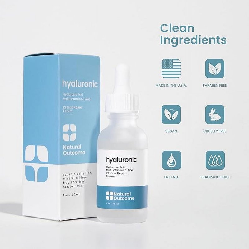Hydrating Hyaluronic Facial Serum - Natural Outcome, 10 oz
