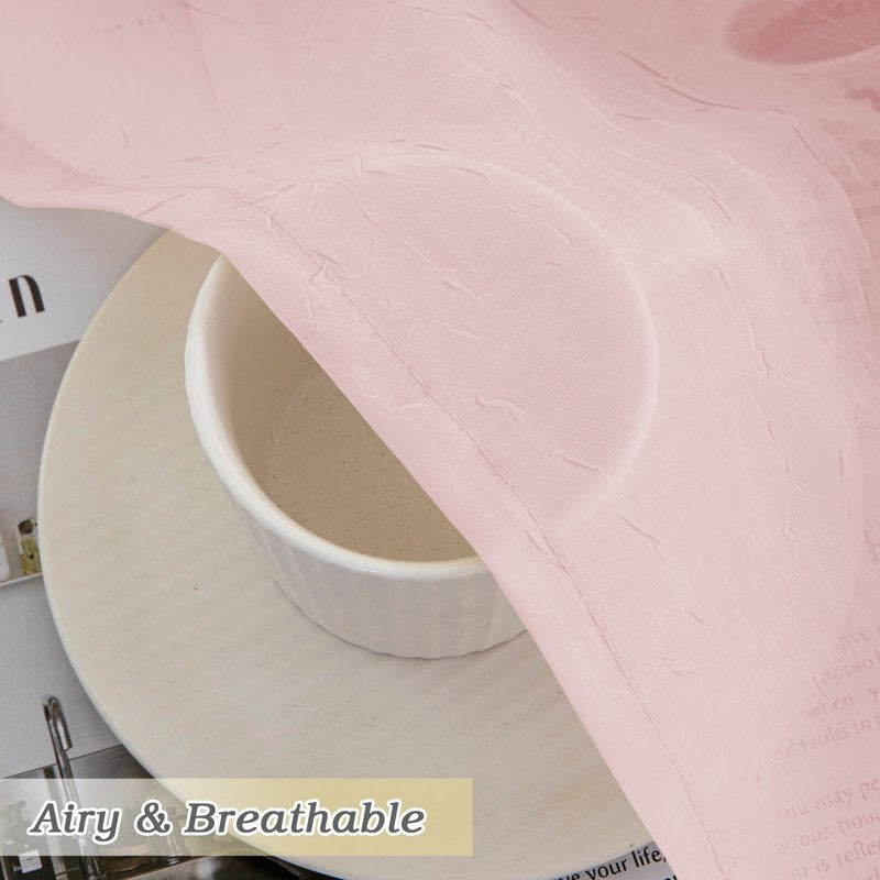 MKHILL Blush Pink 42x14-Inch Crushed Valances, 2 Pack - Lightweight Rod Pocket Window Treatments