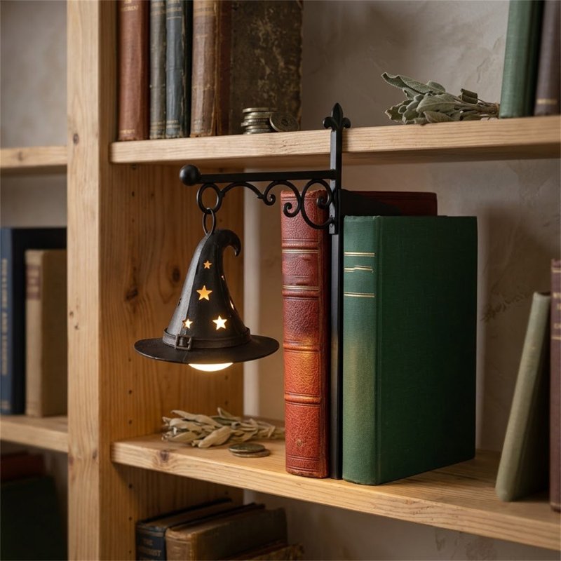 Halloween Witch Hat LED Light for Bookshelf and Decor - Spooky Library Accent