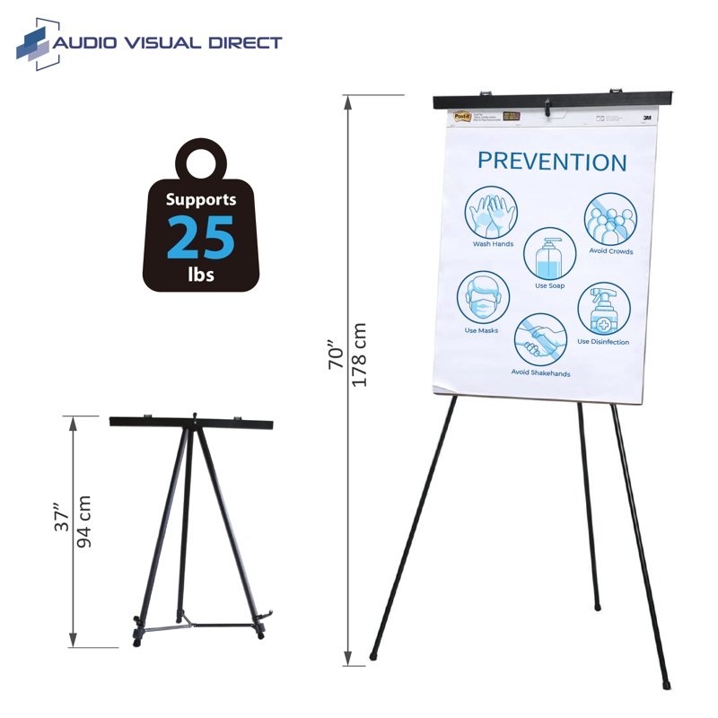 Lightweight Aluminum Flip Chart Easel for Presentations, Adjustable Height