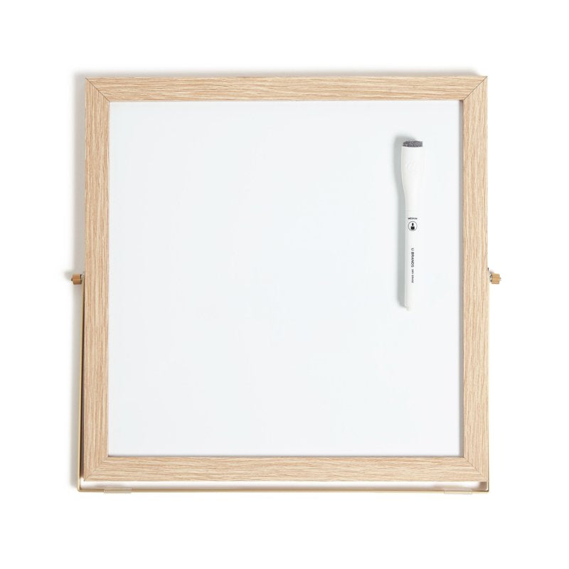 12x12 Magnetic Whiteboard with Wood-Style Frame and Marker - Dry Erase Easel for Office & Home