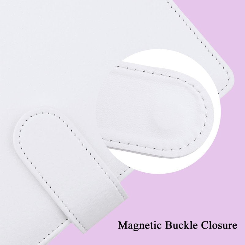 A6 PU Leather Binder Cover with 6 Rings, Refillable Notebook Organizer, White