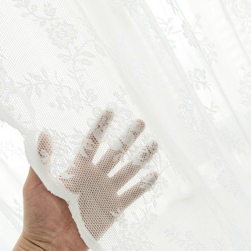 Lightweight Floral Lace Curtains for Living Room - 2 Panel Sheer Window Drapes