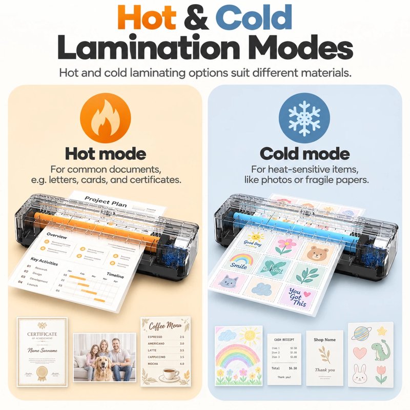 A4 Laminator Machine with Cutter & 10 Pouches - Compact Home Office Laminator