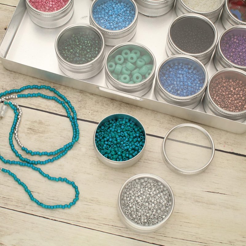Craft Storage Box with 20 Aluminum Compartments for Beads & DIY Supplies