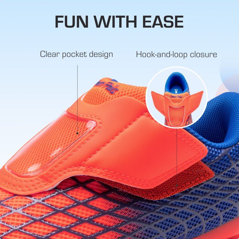 Dream Pairs Kids Soccer Cleats - Orange/Blue, Hook-and-Loop Closure, Non-Slip Sole