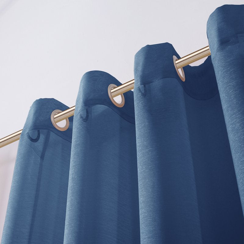Semi-Sheer Linen Look Grommet Top Curtain Set of 4 - 54 x 84 Inches