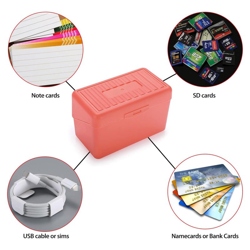 Multi-Color Index Card Holder Box Organizer for Recipes Notes Flashcards