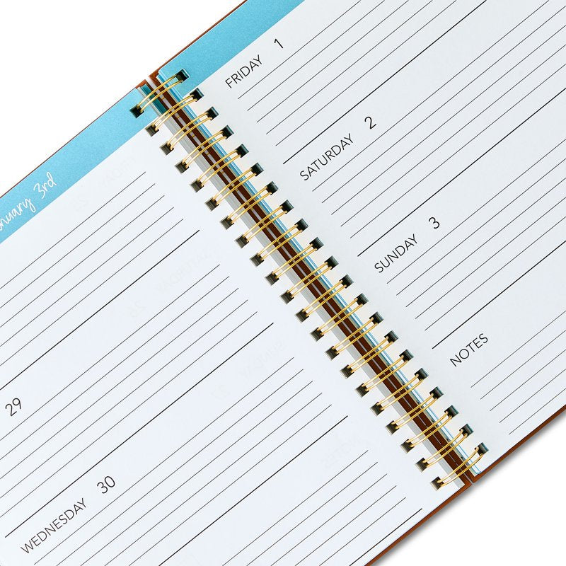 15-Month Spiral-Bound Weekly Monthly Planner 9x11 Hardcover Brown
