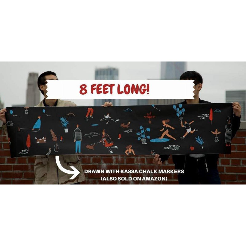 Large Chalkboard Wallpaper Peel & Stick - Clear Adhesive Wall Covering with Markers & Eraser, 1.4ft x 8ft for Home, School, Office