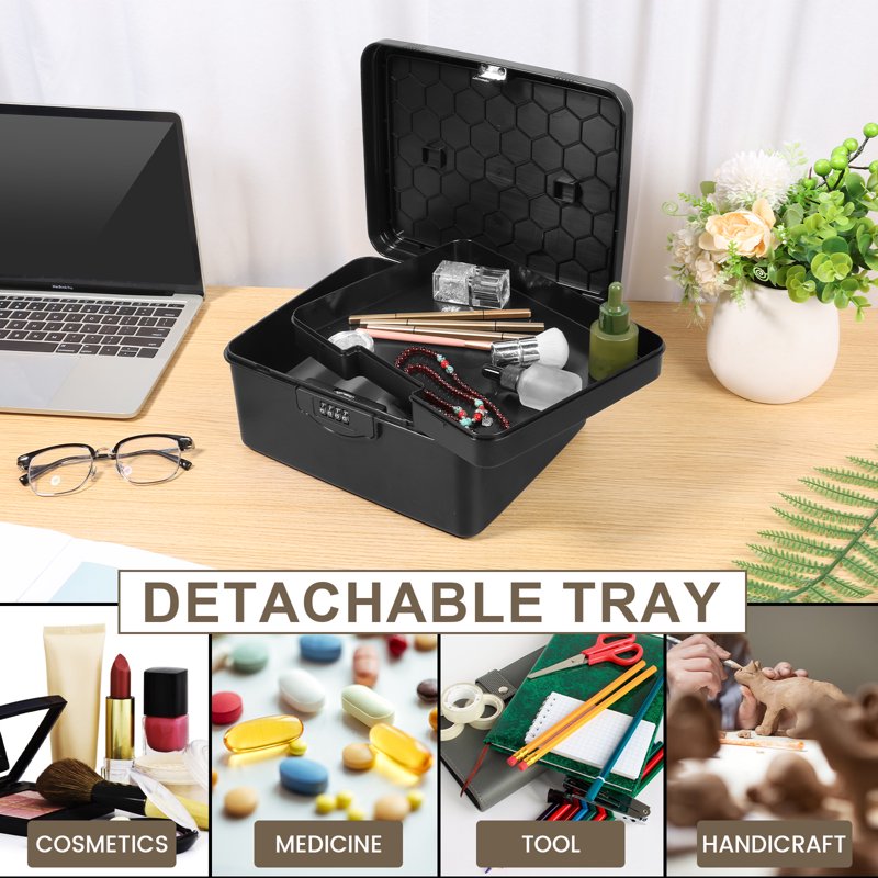 7L Combination Lock Box for Medication & Valuables, Portable Security Container