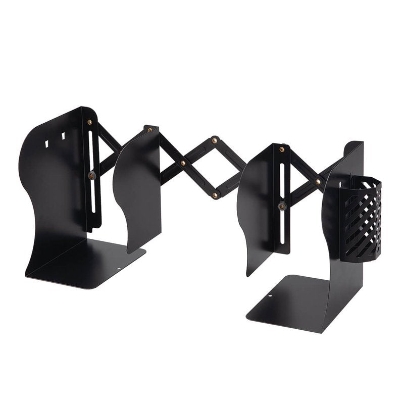 Adjustable Bookends with Pen Holder - Modern Office & Home Organizer