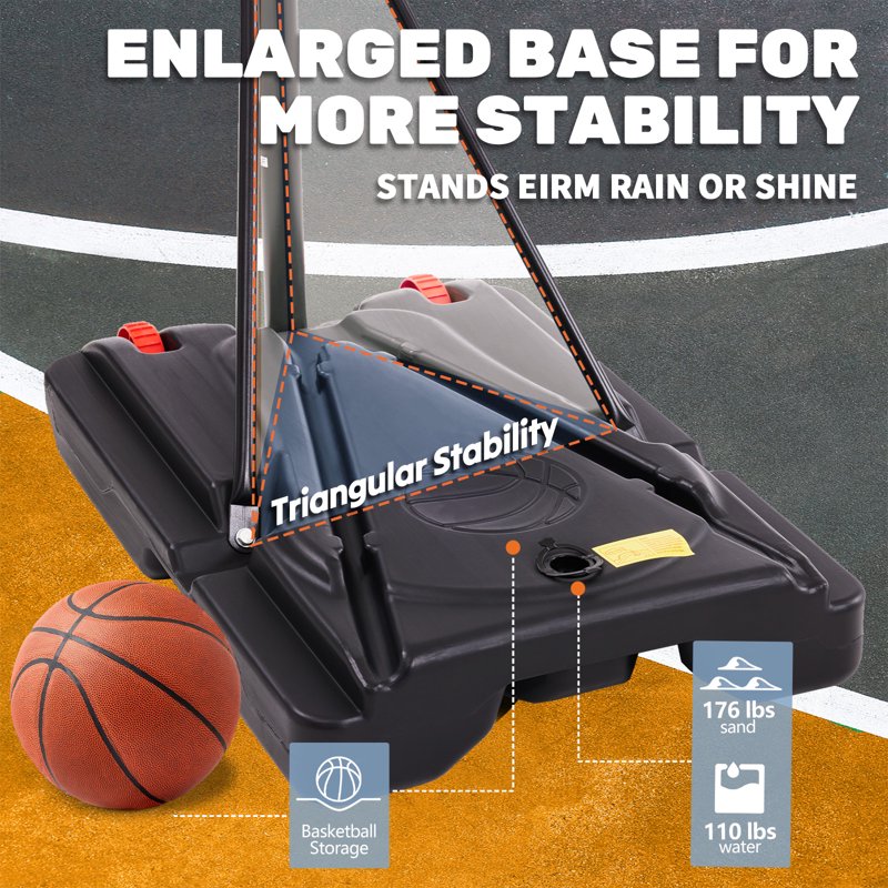 Kids Adjustable Portable Basketball Hoop with Enlarge Base and Backboard - Indoor & Outdoor Use