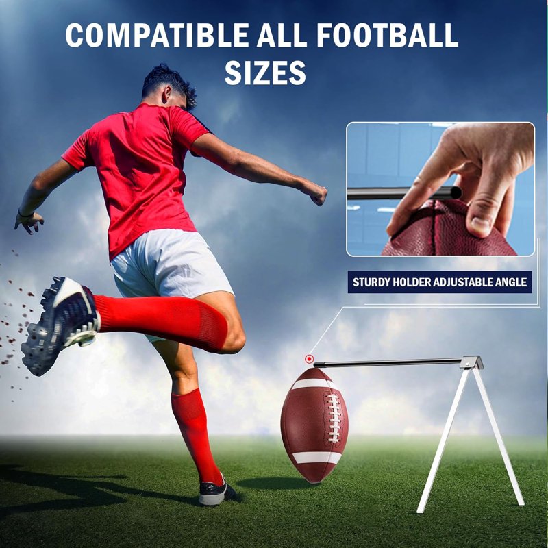 Football Kicking Tee with Adjustable Size - Portable Training Stand for Youth & Adult Football