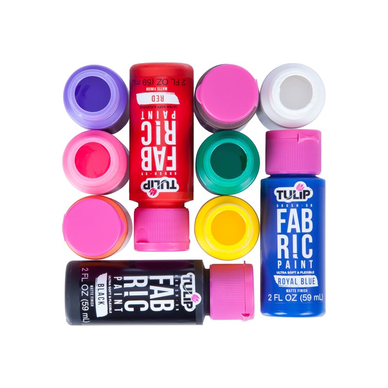 Fabric Paint Set 10 Colors - Rainbow & Neon Liquid Paint for DIY Crafts & Clothing