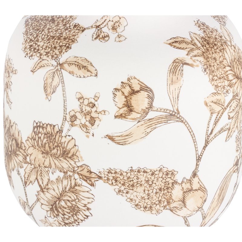 White Ceramic Floral Tabletop Vase - Home Decor Accent