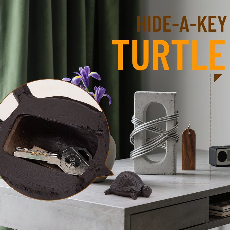 Outdoor Fake Rock Turtle Key Hider Disguised Garden Security Safe for Spare Keys