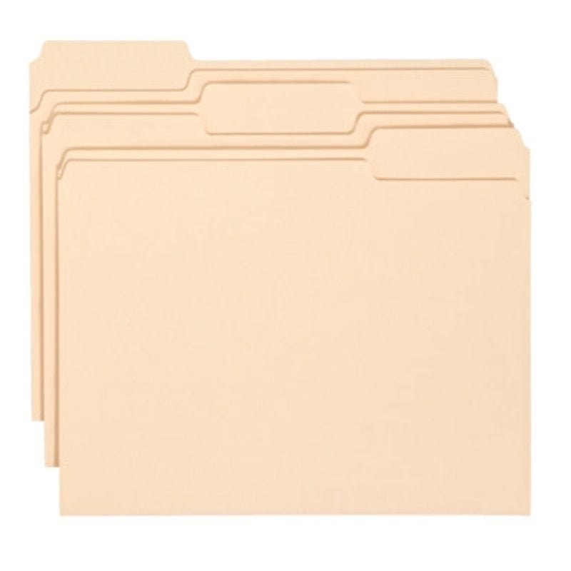 Letter Size File Folders with 1/3-Cut Tabs - Assorted Positions, 100 Pack