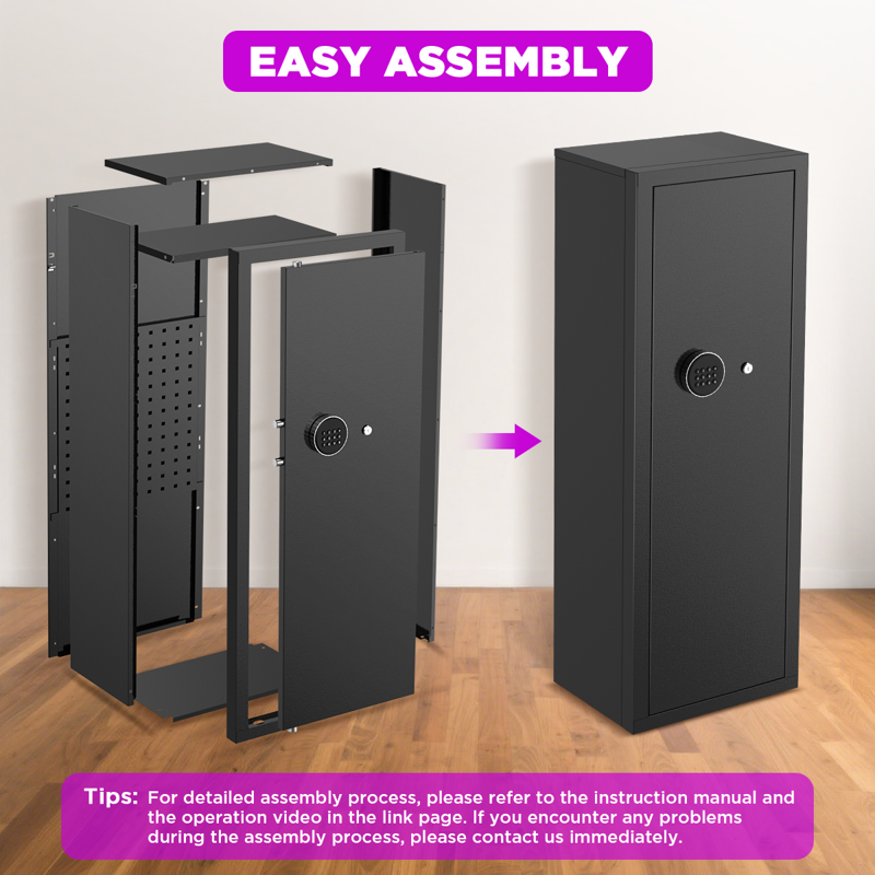 8-10 Gun Safe with Quick Access Digital Lock and Removable Shelves