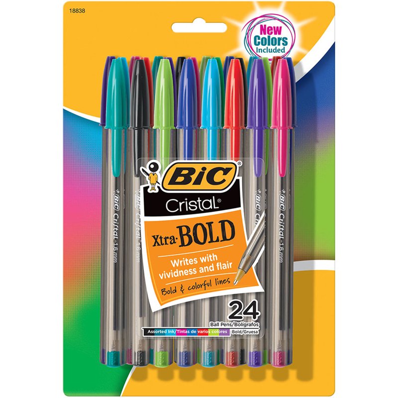 Ballpoint Pen Set with Assorted Colors - 1.6mm Bold Point, 48 Pack