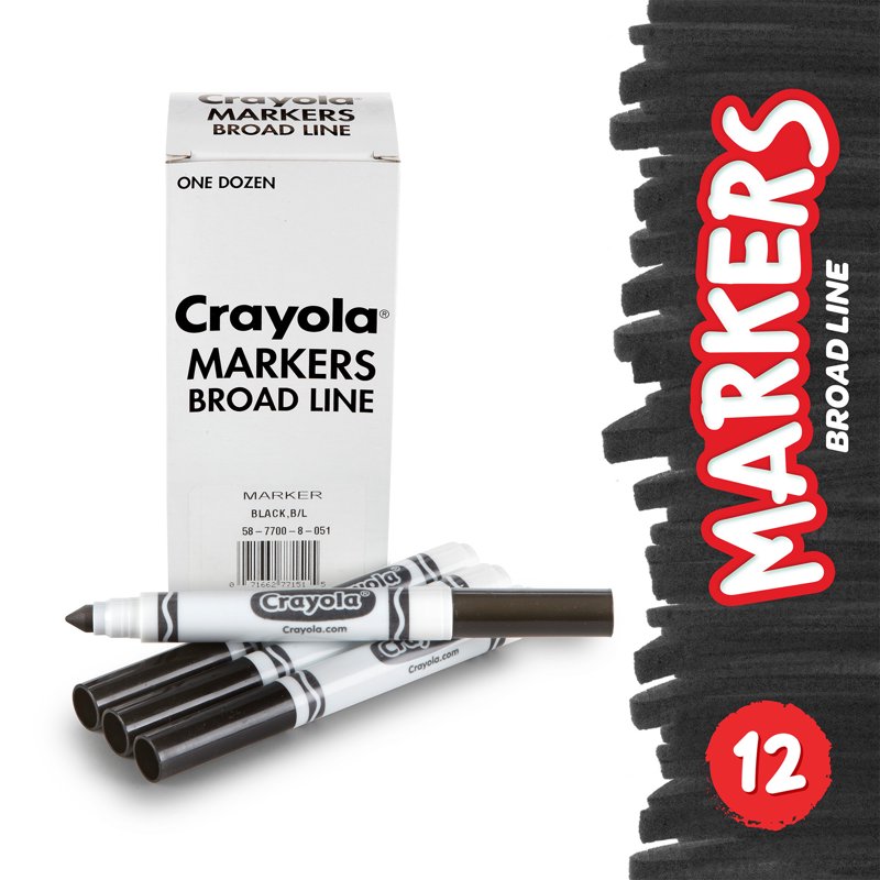 Bulk Conical Tip Markers - Black, 12 Pack, 3 Sets - Art & School Supplies